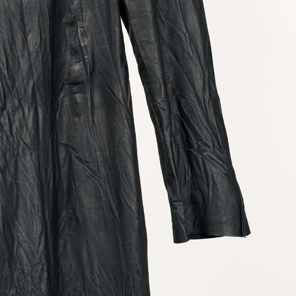 Rick Owens Black Wrinkled-Leather Coat - Picture 7 of 8